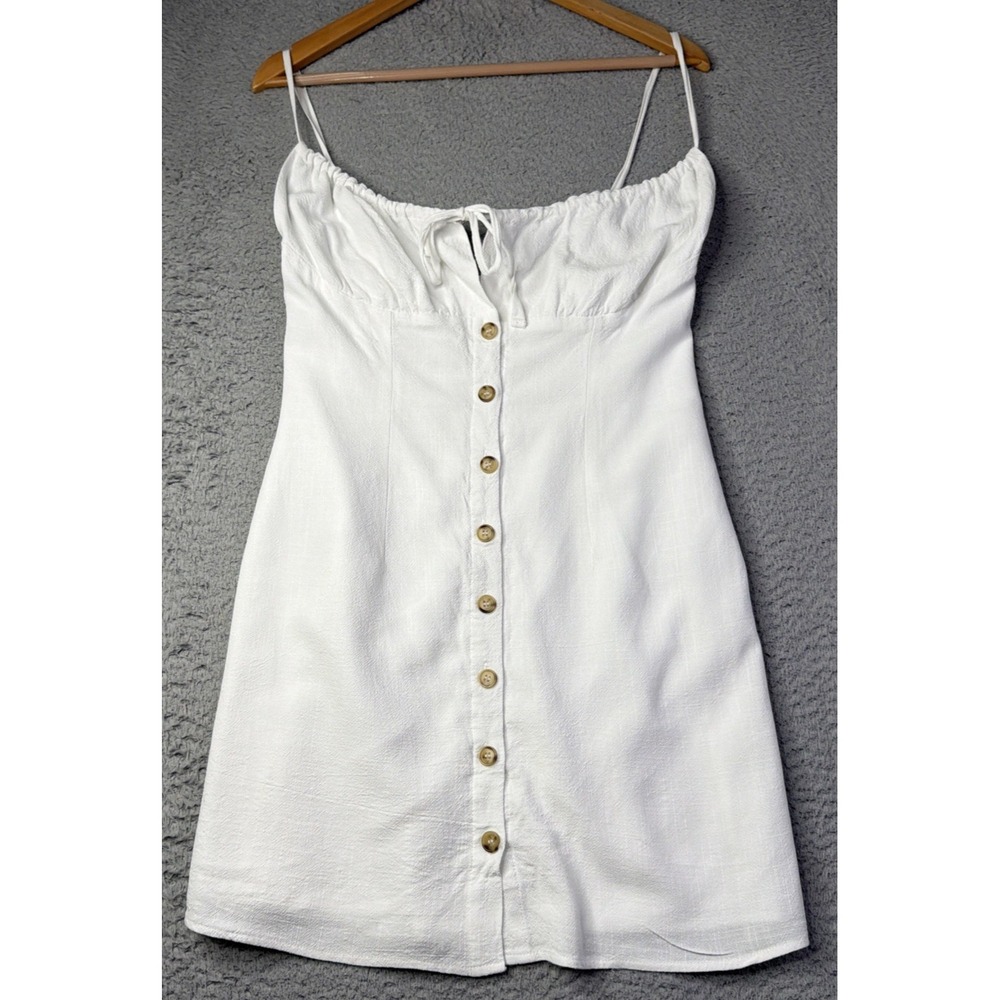 Commence Dress Womens Size Medium Fits Small White Cotton Linen Blend Lined